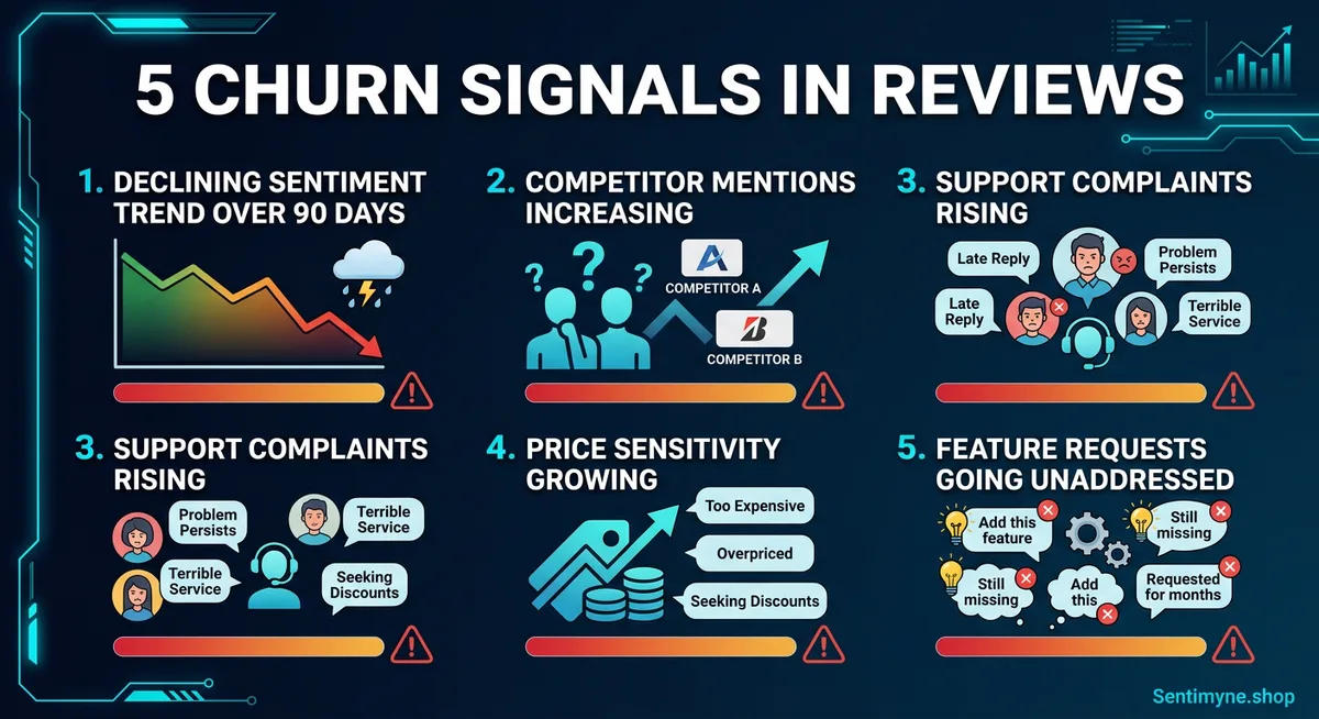 Five churn signals in product reviews