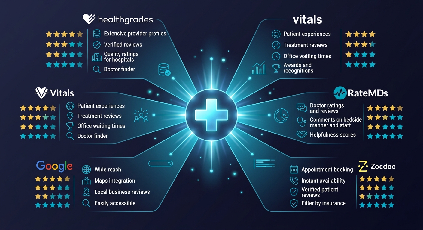 Doctor review analysis across healthcare platforms