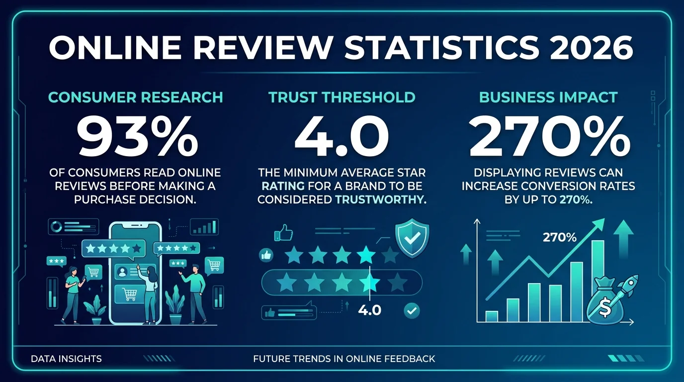 50+ online review statistics for 2026 organized by category