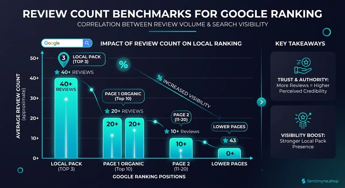 Review count benchmarks for Google Local Pack ranking